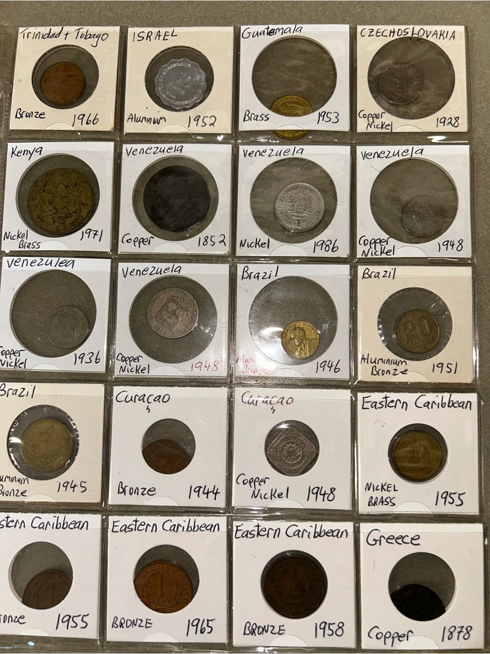 Classic Coin Collection Display - Brown and Silver Tones 30 coins